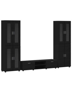 Set mobile TV con cassetto con porta Nero Legno multistrato 2