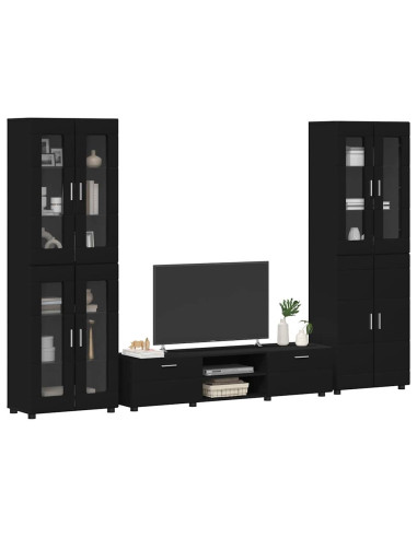 Set mobile TV con cassetto con porta Nero Legno multistrato