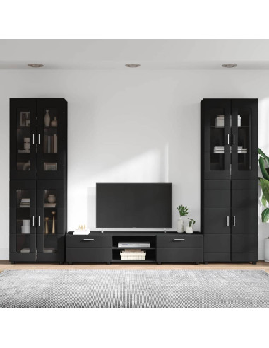 Set mobile TV con cassetto con porta Nero Legno multistrato