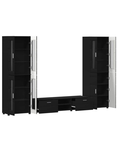 Set mobile TV con cassetto con porta Nero Legno multistrato