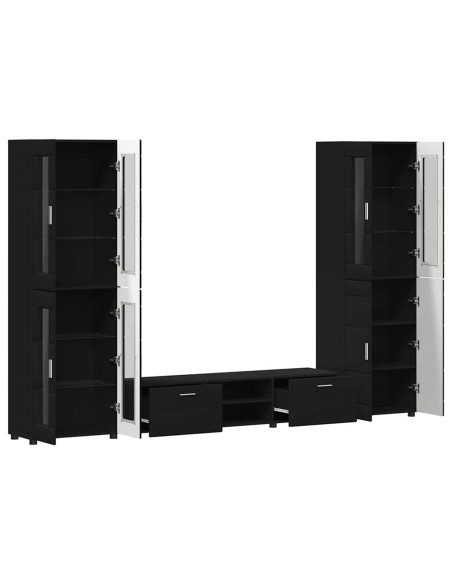 Set mobile TV con cassetto con porta Nero Legno multistrato