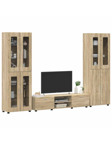 Set mobile TV con cassetto Rovere Sonoma Legno multistrato