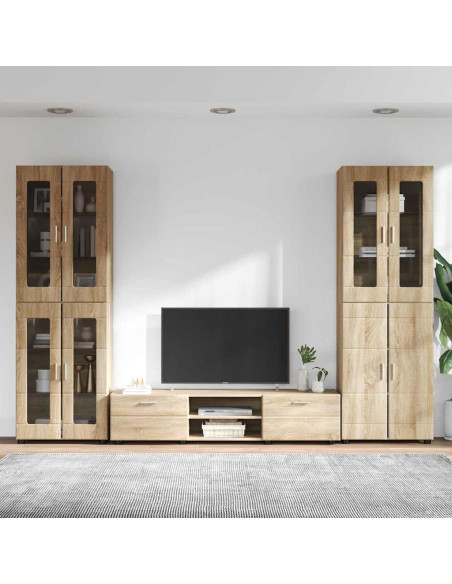 Set mobile TV con cassetto Rovere Sonoma Legno multistrato