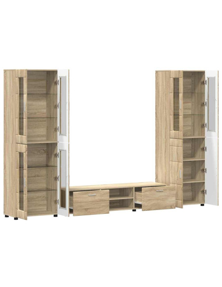 Set mobile TV con cassetto Rovere Sonoma Legno multistrato