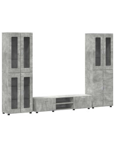 Set mobile TV con cassetto Grigio cemento Legno multistrato 2