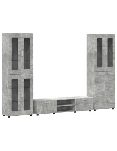 Set mobile TV con cassetto Grigio cemento Legno multistrato