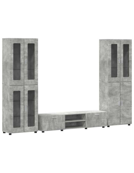 Set mobile TV con cassetto Grigio cemento Legno multistrato