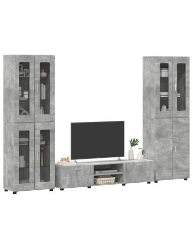 Set mobile TV con cassetto Grigio cemento Legno multistrato