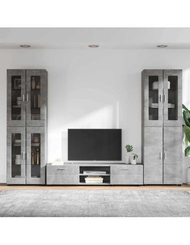 Set mobile TV con cassetto Grigio cemento Legno multistrato