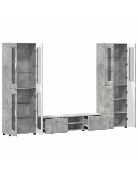 Set mobile TV con cassetto Grigio cemento Legno multistrato