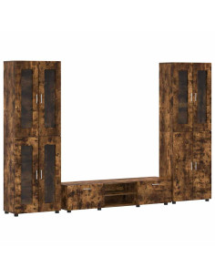 Set mobile TV con cassetto Rovere fumé Legno multistrato 2