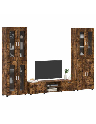 Set mobile TV con cassetto Rovere fumé Legno multistrato