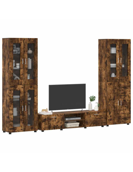 Set mobile TV con cassetto Rovere fumé Legno multistrato
