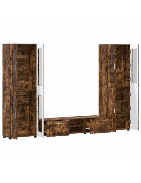 Set mobile TV con cassetto Rovere fumé Legno multistrato