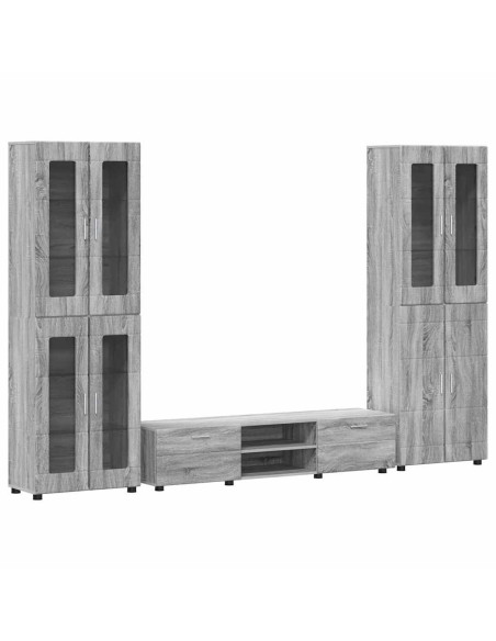 Set mobile TV con cassetto Grigio Sonoma Legno multistrato