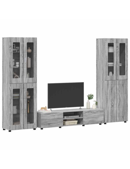 Set mobile TV con cassetto Grigio Sonoma Legno multistrato