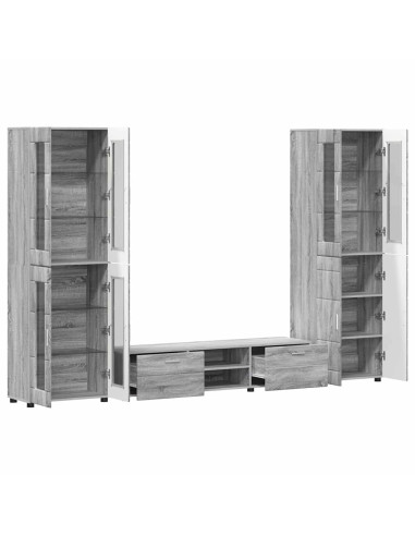 Set mobile TV con cassetto Grigio Sonoma Legno multistrato