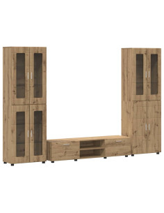 Set mobile TV con cassetto Rovere artigianale Legno multistrato 2