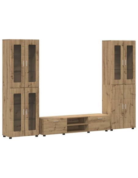 Set mobile TV con cassetto Rovere artigianale Legno multistrato
