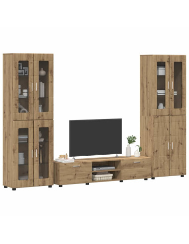 Set mobile TV con cassetto Rovere artigianale Legno multistrato