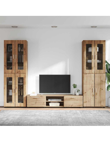 Set mobile TV con cassetto Rovere artigianale Legno multistrato