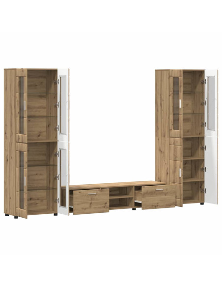 Set mobile TV con cassetto Rovere artigianale Legno multistrato