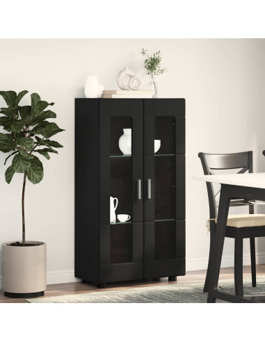 Credenza con porta Nero 55,5 x 29 x 103 cm Legno multistrato