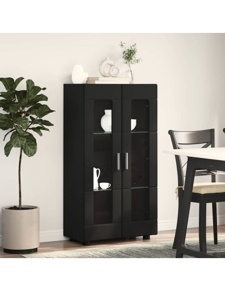 Credenza con porta Nero 55,5 x 29 x 103 cm Legno multistrato