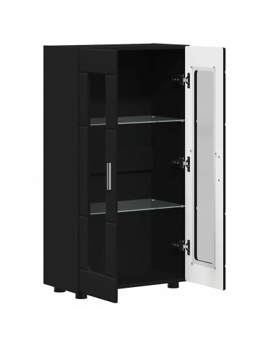 Credenza con porta Nero 55,5 x 29 x 103 cm Legno multistrato