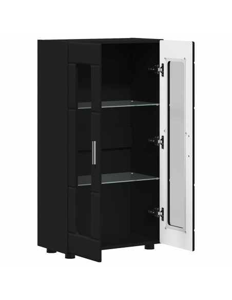 Credenza con porta Nero 55,5 x 29 x 103 cm Legno multistrato