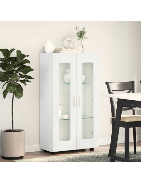 Credenza Bianco Lucido 55,5 x 29 x 103 cm Legno multistrato
