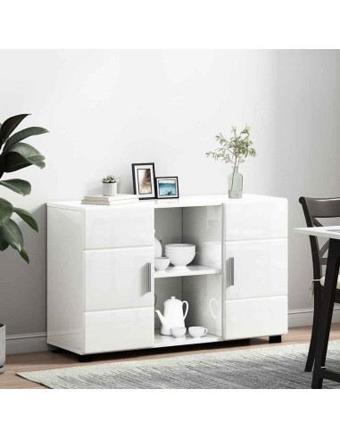 Credenza Bianco Lucido 88,5 x 30,5 x 55,5 cm Legno multistrato