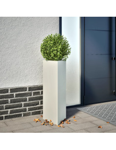 Fioriere 2 pz Bianche Triangolari 30x26x75 cm in Acciaio