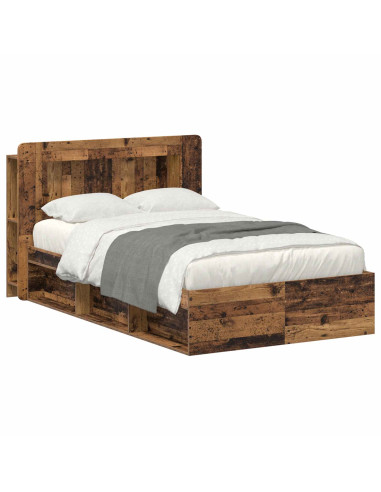 Telaio del letto con storage Legno antico 120 x 190 cm