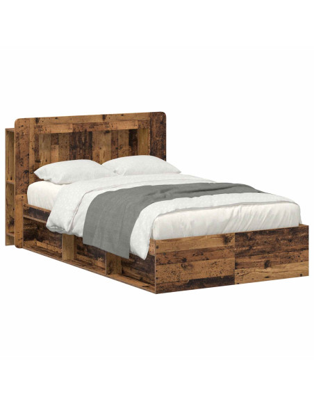 Telaio del letto con storage Legno antico 120 x 200 cm