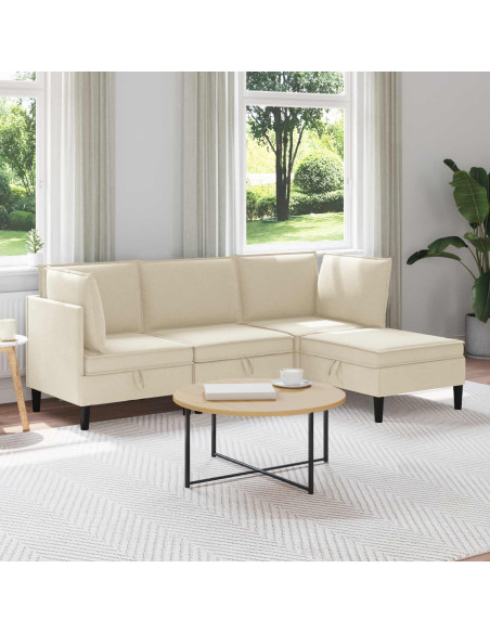 Set di mobili per il soggiorno 4 pcs Crema Tessuto