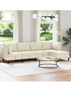 Set di mobili per il soggiorno 5 pcs Crema Tessuto