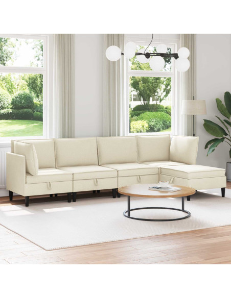 Set di mobili per il soggiorno 5 pcs Crema Tessuto