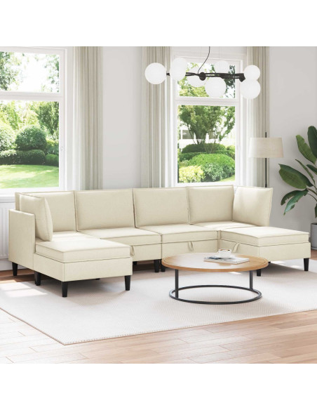 Set di mobili per il soggiorno 6 pcs Crema Tessuto