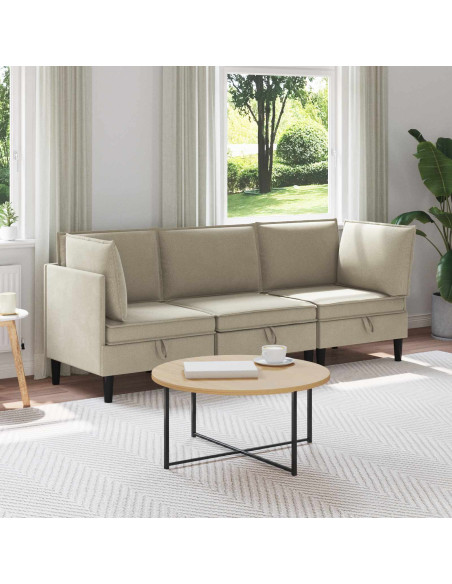 Set di mobili per il soggiorno 3 pcs Sabbia Tessuto