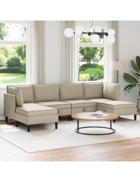 Set di mobili per il soggiorno 6 pcs Sabbia Tessuto