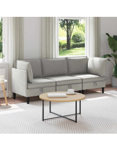 Set di mobili per il soggiorno 3 pcs Grigio chiaro Tessuto