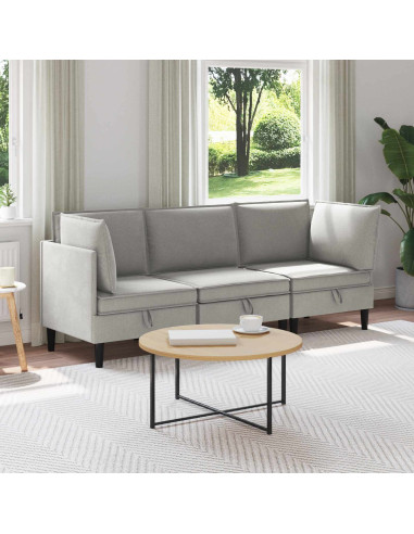 Set di mobili per il soggiorno 3 pcs Grigio chiaro Tessuto