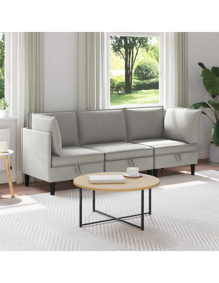 Set di mobili per il soggiorno 3 pcs Grigio chiaro Tessuto
