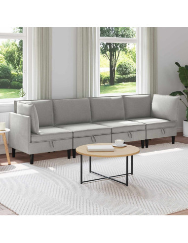 Set di mobili per il soggiorno 4 pcs Grigio chiaro Tessuto