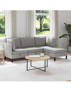 Set di mobili per il soggiorno 4 pcs Grigio chiaro Tessuto