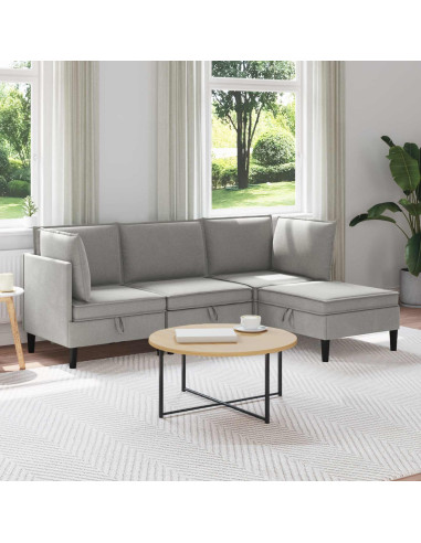 Set di mobili per il soggiorno 4 pcs Grigio chiaro Tessuto