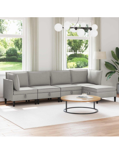 Set di mobili per il soggiorno 5 pcs Grigio chiaro Tessuto