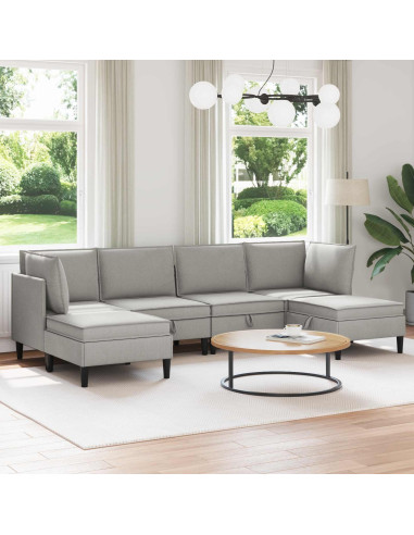 Set di mobili per il soggiorno 6 pcs Grigio chiaro Tessuto