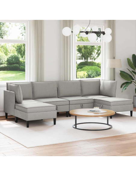 Set di mobili per il soggiorno 6 pcs Grigio chiaro Tessuto